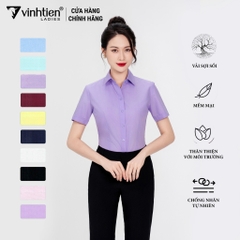 Áo Sơ Mi Nữ Ngắn Tay Vải Trơn Modal Slimfit 295 Vĩnh Tiến - LM-A004