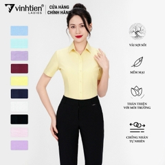 Áo Sơ Mi Nữ Ngắn Tay Vải Trơn Modal Slimfit 295 Vĩnh Tiến - LM-A006-Vàng