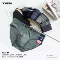 Combo 6 Quần Lót Tam Giác Nam Thun Lạnh Vĩnh Tiến QL - 03 - Nhiều Màu