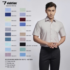 Áo Sơ Mi Ngắn Tay Vải Màu TC Regular Fit 295 Vĩnh Tiến - Vạt bầu - Nhiều Màu
