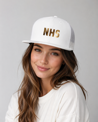 Nón Snapback NHS Full Trắng Lưới Bản Cao Cấp NHS Gold.