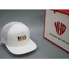 Nón Snapback NHS Full Trắng Lưới Bản Cao Cấp NHS Gold.