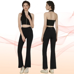 Bộ tập beYoga SET6129 - Áo Cổ yếm Khóa kéo & Quần loe Tôn dáng