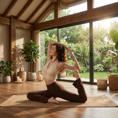 Bộ tập beYoga SET6129 - Áo Cổ yếm Khóa kéo & Quần loe Tôn dáng