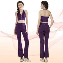 Bộ tập beYoga SET6129 - Áo Cổ yếm Khóa kéo & Quần loe Tôn dáng
