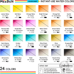 Set 10 sheets watercolor + 24 dots MEEDEN