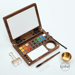 Bộ Màu Nước Cao Cấp MEEDEN Premium Artist Khay Gỗ Óc Chó Đen Mỹ - 27 Màu
