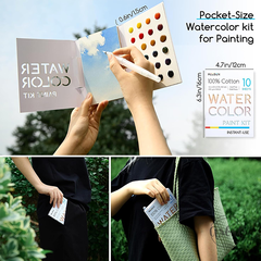 Set 10 sheets watercolor + 24 dots MEEDEN
