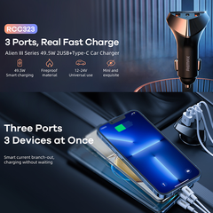 Củ sạc trên Ôtô Remax RCC323-49.5W ( 2USB + PD)