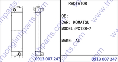 RADIATOR for Excavator Komatsu PC138-7