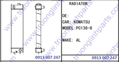 RADIATOR for Excavator Komatsu PC138-8