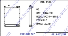 RADIATOR for Excavator Komatsu PC75UU-3 Engine 4D102