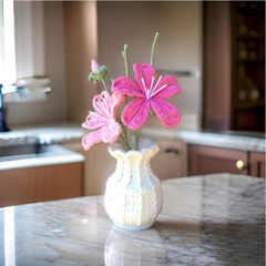 (Túi+Thiệp) Chậu Hoa Đế Len - Maixianweng - Hồng