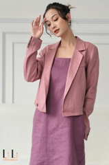 Áo khoác blazer nữ tay dài dáng lửng LiLi , áo vest nữ cao cấp phong cách công sở chất liệu linen dày dặn