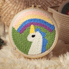 Bộ NVL - Set thêu nổi - Khung tròn - Động vật - Unicorn