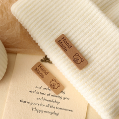 Tag da handmade hình chữ nhật họa tiết cuộn len