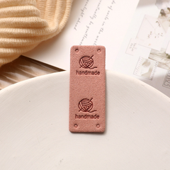 Tag da handmade hình chữ nhật họa tiết cuộn len
