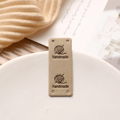 Tag da handmade hình chữ nhật họa tiết cuộn len