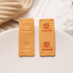 Tag da handmade hình chữ nhật họa tiết cuộn len