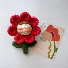 DIY Móc Khoá Hoa Đầu Tròn -Đỏ