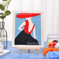 DIY Tranh - Khung vuông - Cô gái mũ đỏ