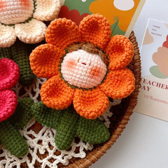 DIY Móc Khoá Hoa Đầu Tròn - Cam