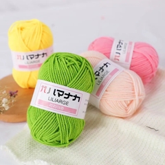 Len Milk Cotton LYLYCRAFT Cuộn 25g Sợi 2mm Gồm 64 Màu, Cuộn Len Dành Cho Người Mới Bắt Đầu Học Móc Len Cơ Bản