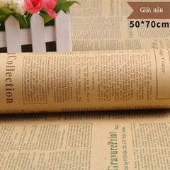 Combo 5 Tờ Giấy Gói hoa Craft Có In Chứ - Nâu