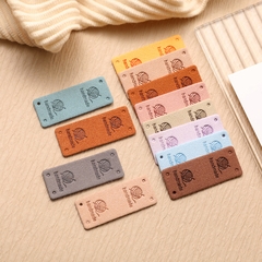 Tag da handmade hình chữ nhật họa tiết cuộn len