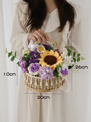 COMBO DIY - Bộ nguyên vật liệu làm giỏ hoa và bó hoa móc len