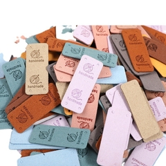Tag da handmade hình chữ nhật họa tiết cuộn len