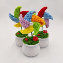 Chậu Hoa Len Làm Quà Tặng LYLYCRAFT, Hoa Len Handmade Đan Móc Quà Tặng Sinh Nhật Các Dịp Lễ Cho Người Yêu, Bạn Gái, Mẹ