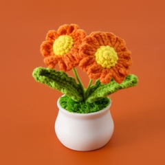 Chậu Hoa Cúc Mini LYLYCRAFT Móc Bằng Len Milk Cotton Dùng Để Trang Trí Nhà Cửa Hoặc Làm Quà Tặng Bạn Bè Người Yêu