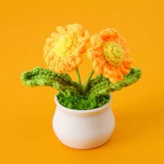 Chậu Hoa Cúc Mini LYLYCRAFT Móc Bằng Len Milk Cotton Dùng Để Trang Trí Nhà Cửa Hoặc Làm Quà Tặng Bạn Bè Người Yêu
