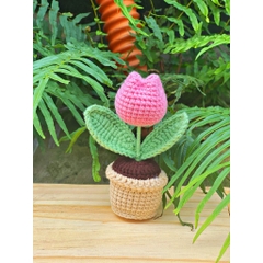 Chậu Hoa Tulip LYLYCRAFT Bằng Len Handmade Để Trang Trí Dễ Thương Đồ Trang Trí Quà Tặng Người Thân Đồng Nghiệp Bạn Bè