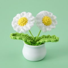 Chậu Hoa Cúc Mini LYLYCRAFT Móc Bằng Len Milk Cotton Dùng Để Trang Trí Nhà Cửa Hoặc Làm Quà Tặng Bạn Bè Người Yêu