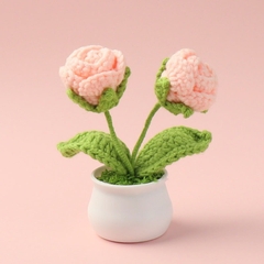 Hoa Len Handmade Dùng Làm Quà Tặng Sinh Nhật, Lễ Ý Nghĩa Chậu Hoa Len Để Bàn Làm Việc- LYLYCRAFT