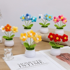 Hoa Len Handmade Dùng Làm Quà Tặng Sinh Nhật, Lễ Ý Nghĩa Chậu Hoa Len Để Bàn Làm Việc- LYLYCRAFT