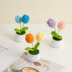 Hoa Len Handmade Dùng Làm Quà Tặng Sinh Nhật, Lễ Ý Nghĩa Chậu Hoa Len Để Bàn Làm Việc- LYLYCRAFT