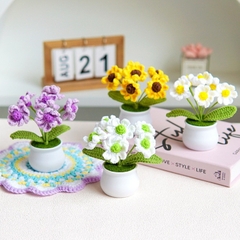 Hoa Len Handmade Dùng Làm Quà Tặng Sinh Nhật, Lễ Ý Nghĩa Chậu Hoa Len Để Bàn Làm Việc- LYLYCRAFT