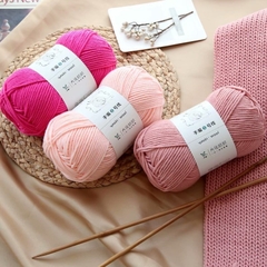 Len Yaoh Wool 100g LYLYCRAFT Sợi To 3mm, Len Milk Cotton Dùng Đan Móc Khăn, Túi Xách, Thú Bông Len