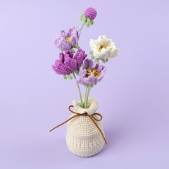 (Túi+Thiệp) Chậu Hoa Đế Len - Gesang - Tím