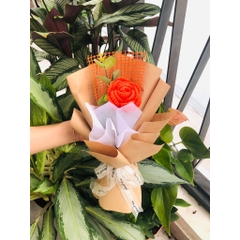 TP Bó Hoa Hồng Len 1 Bông - CAM 2