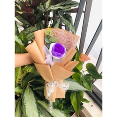 TP Bó Hoa Hồng Len 1 Bông - TÍM PHỐI 2