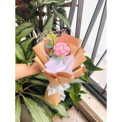 TP Bó Hoa Hồng Len 1 Bông - HỒNG 2