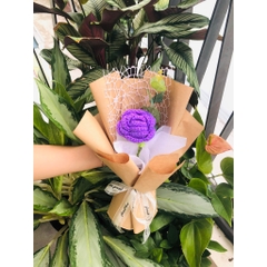 TP Bó Hoa Hồng Len 1 Bông - TÍM