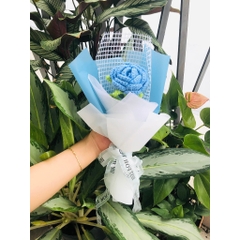 TP Bó Hoa Hồng Len 1 Bông - XANH