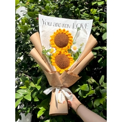 Bó Hoa Hướng Dương Len 2 Bông (Kèm túi và thiệp) - Craft