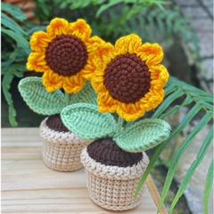 Chậu hoa hướng dương Mặt Cười LYLYCRAFT Làm Bằng Len Handmade Trang Trí Bàn Học, Bàn Làm Việc, Quà Tặng Các Dịp Lễ Tết