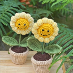 Chậu hoa hồng LYLYCRAFT bằng len Handmade để trang trí dễ thương đồ trang trí quà tặng người thân đồng nghiệp